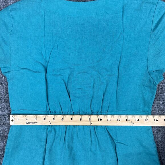 Boden Top Womens 6‎ Blue Linen Tunic Boho Embellished Elastic Waist Beaded - Picture 10 of 12
